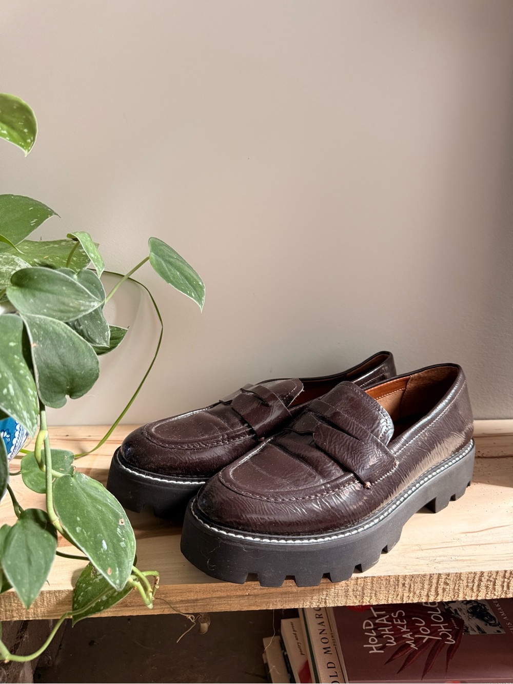 Franco Sarto Dark Brown Leather Lug-Sole Penny Loafers